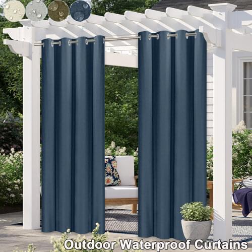 Summer Thermal Insulated Lawn Curtain Solid Colour Waterproof Stain Proof Heat Resistant Outdoor Pergola Curtain Home Curtain 30