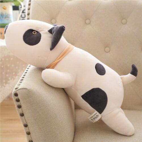 Bull Terrier Dog Plush Toy Kawaii Soft Stuffed Cushion Lovely Dog Shape Pillow For Children Birthday Gift 55cm