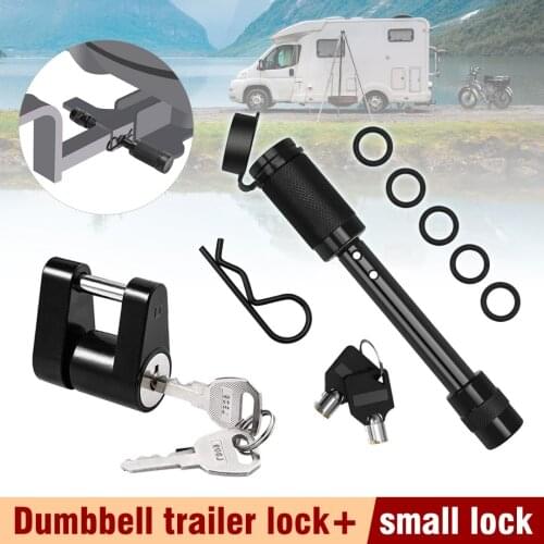 1set 5/8 inch Extra Long Heavy Duty Trailer Hitch Locking Pin Set Receiver Hitch Lock with Anti-Rattle Keys Rubber Cap
