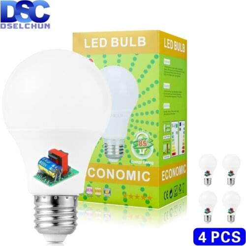 4pcs/lot E27 LED Bulb Lamp No Ficker with driver 3w 5w 7w 9w 12w 15w 18w Lampada LED Light Bulb 220V-240V Spotlight Lighting