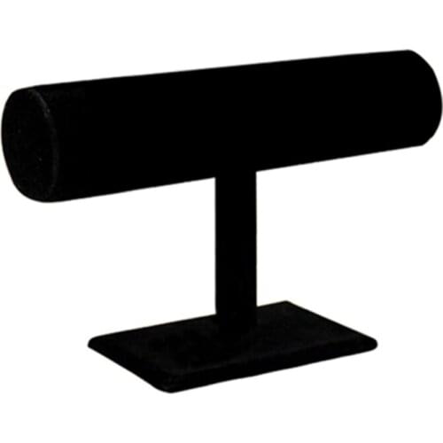 T-shaped velvet display unit for bracelets and watches Black