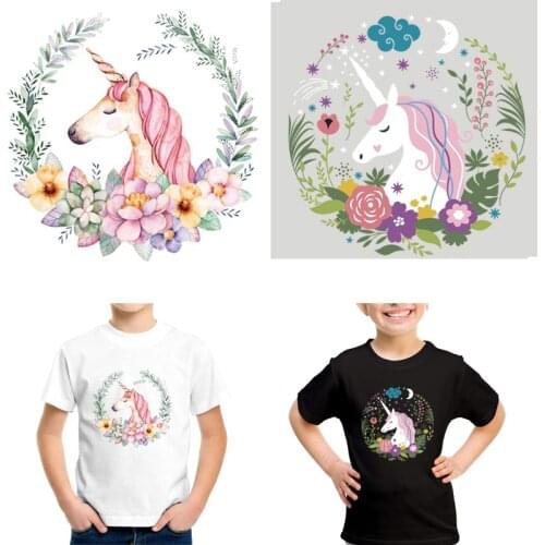 Beautiful Cartoon Unicorn Patches Iron-On Patches For Clothing Pink White Unicorn Thermal Heat Transfer Sticker Clothes Applique