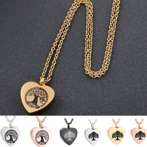 Heart Shape tree of Life Cremation urns Keepsake Memorial Jewelry for Ashes Keepsake Urn Pendant