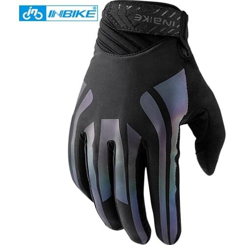INBIKE Thickened Pads Cycling Gloves Unisex Full Finger Reflective Bike Gloves Men Women Autumn Touchscreen Bicycle Gloves