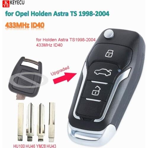 Keyecu Smart DIY Replacement Upgraded Flip Remote Car Key Fob 2 Button 433MHz ID40 for Opel Holden Astra TS 1998-2004