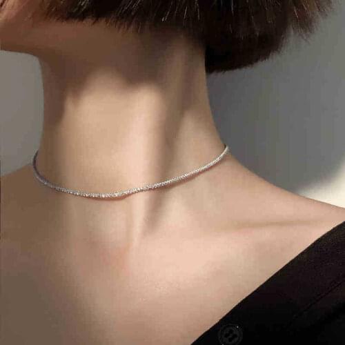 Charms star design chain necklaces for women female 925 sterling silver chains simple temperament gold Choker clavicle jewelry