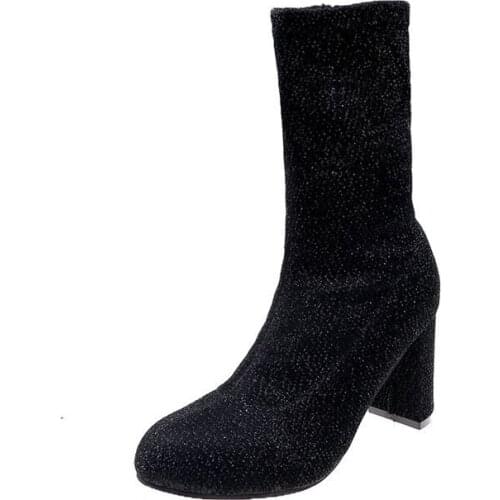 Sapatos Mulher Rubber Ankle Zip Round Toe Hot Sale High Boots 2018 Autumn New Woman Boots Shoes Socks With Joker Fashion Martin