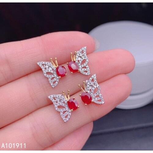 KJJEAXCMY fine jewelry natural ruby 925 sterling silver women earrings new Ear Studs support test popular