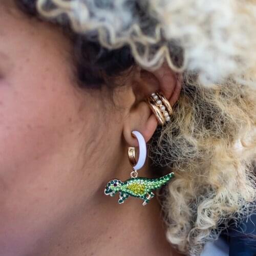 Vintage Special Dinosaur Animals Rhinestone Dangle Earrings Small Cute Statement Earrings Womens Party Weddings Jewelry Bijoux