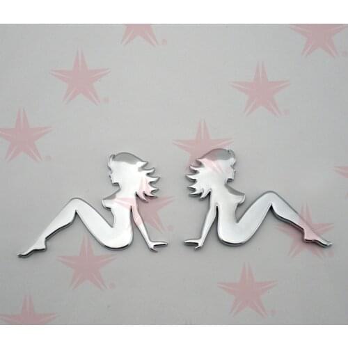 Sitting Girl Badge Decorative Chrome Naked Nude Sitting Lady Rat Rod Car Logo Emblem