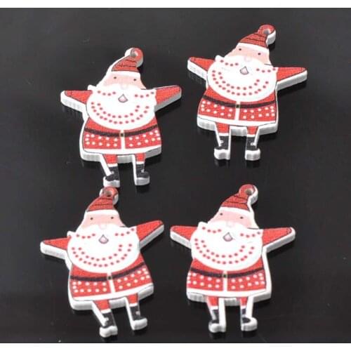 Father christmas painted wooden Scrapbooking Craft for Home decoration 100pcs 26x35mm MT0347