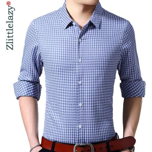 2020 Brand Casual Luxury Plaid Long Sleeve Slim Fit Men Shirt Streetwear Social Dress Vintage Shirts Mens Fashions Jersey 81108