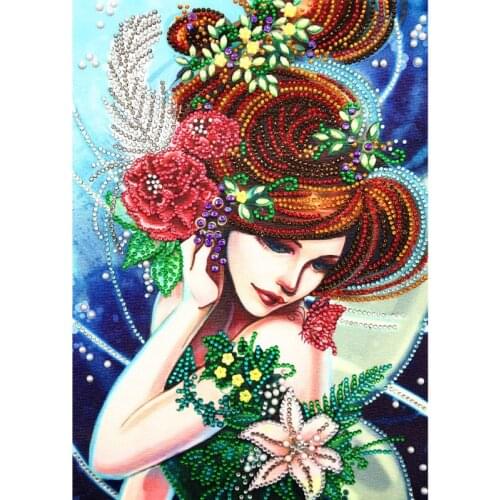 Flower Girl 5D Special Shaped Diamond Painting Embroidery Needlework Rhinestone Crystal Cross Craft Stitch Kit DIY