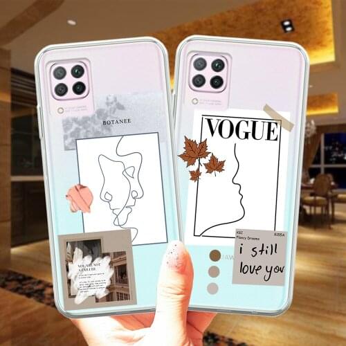 Artistic Minimal Line Art Face Letter Soft Silicone Phone Case Cover For Huawei P30Lite Mate 20 10 P10 P20 P30 P40 Lite E Pro