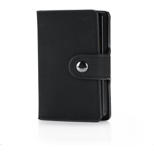 New RFID Aluminium Alloy Credit Card Holder PU Leather Card Wallet Card Holder for Unisex Automatic Pop Up Card Case