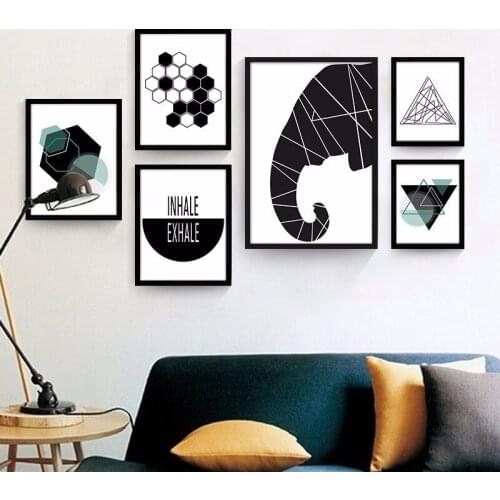 Black and White Geometric Abstract Picture Simple Personality Creative Canvas Painting Decor Core Mural Poster on The Wall