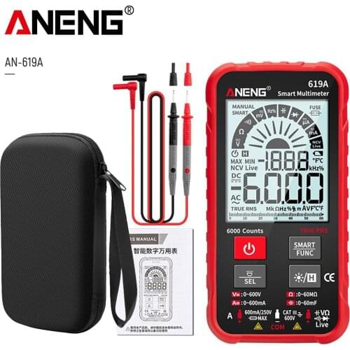ANENG 619A Digital Multimeter AC/DC Currents Voltage Testers True RMS 6000 Counts Professional Analog Bar Multimetro NCV Meter