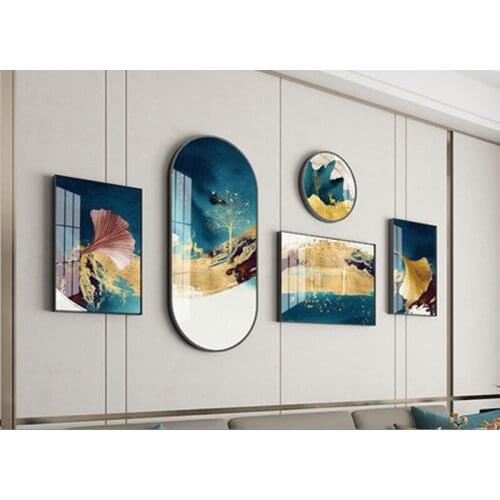5 Pcs/Set Home Decor Hanging Picture Modern Abstract Painting Living Room Background Wall Light Luxury Art Mural Combination