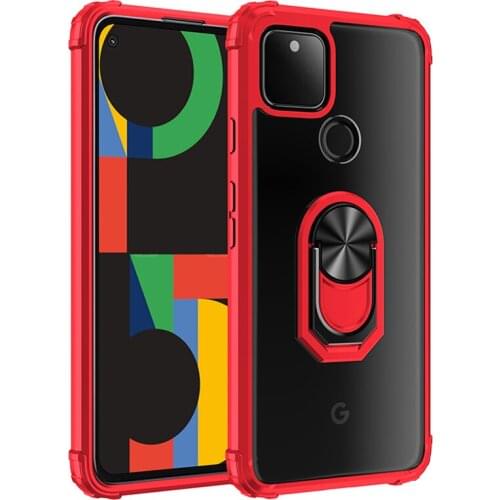 Funda Case for Google Pixel 4A 5G Pixel 5 XL Metal Ring Stand Transparent Coque Shockproof Phone Case Cover Capa Pixel 5 XL