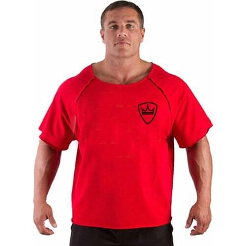 Gym Oversized Clothing fitness Running t shirt men O-neck t-shirt cotton bodybuilding Sport shirts tops gym men training t shirt