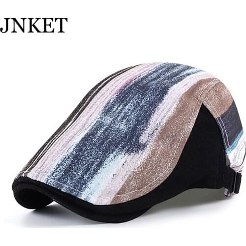 JNKET New Unisex Graffiti Beret Hat Cotton Peaked Cap Flat Caps Leisure Duckbill Cap Outdoor Travel Sunhat for Four Seasons