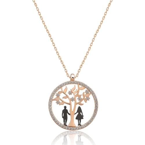 Tree of Life Dear Love Necklace Rose Gold Plated 925 Sterling Silver Uvps100506