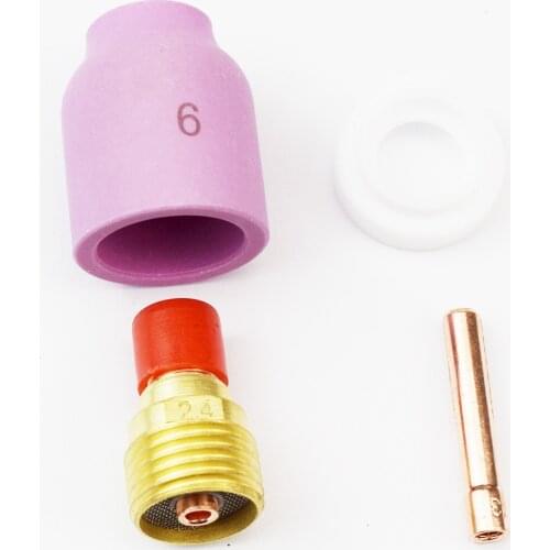 4pcs Accessories kit For TIG Welding Torch SR WP-9 WP-20 WP-25 With 53N #6 Nozzles 2.4mm Collet And Gas Lens 598882 Insulator