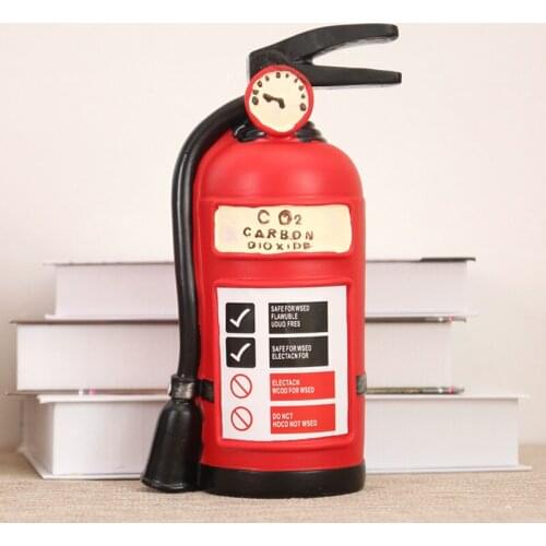Creative Resin Red Fire Extinguisher Piggy Bank Money Coin Saving Box Bank Kids Gifts