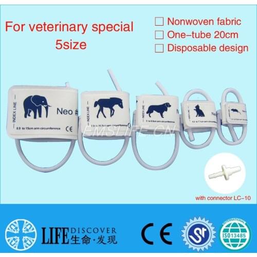 5 sizes Disposable Non woven fabric Veterinary NIBP Cuff with Single tube for paitent monitor