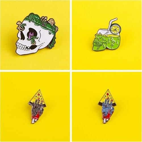 Punk Metal Pins For Clothes Decoration Skull Accessories Finger Brooch Clothes Icon Enamel Icons Pin Clothes Lapel Pin Brooches