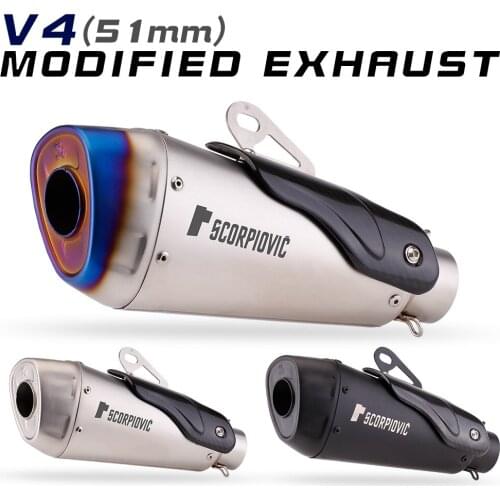 Motorcycle exhaust pipe modification NINAJA400 R1 R15 GSX-R1000 with carbon fiber cover tail section modification 51mm