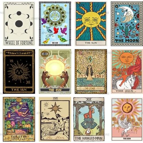 Classic Canvas Painting Tarot Card Poster Vintage Posters Mandala Sun Prints Retro Wall Art Pictures for Living Room Decoration