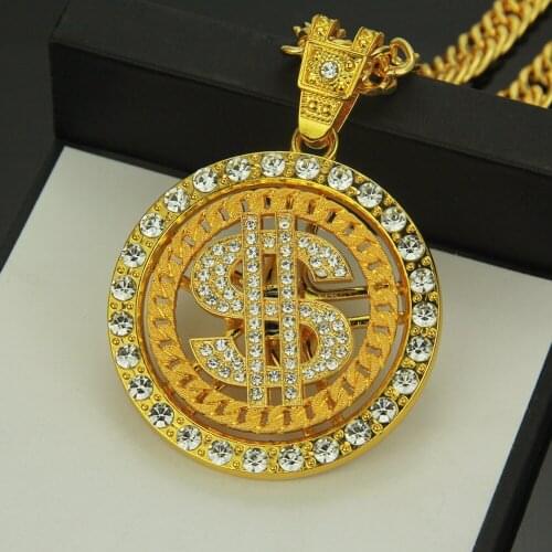 Trendy Brand Hip Hop Jewelry With Diamond Us Dollar Revolving Necklace Nightclub Bubble Bar Necklace Pendant