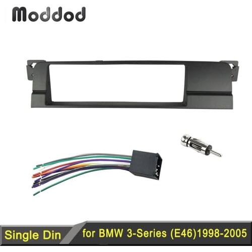 Din Radio Panel for BMW 3 Series E46 1998-2005 DVD Fascia Dash Mount Kit Installation With Wire Harness Adapter