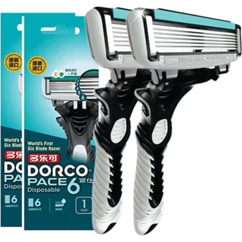 Original Dorco PACE 6 Disposable Blade Razor Shaver Shaving Machine for Mens Man Face Stainless Steel Safety Gift SXA100-1P