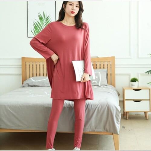 Autumn And Winter Big Size Pajamas Pregnant Women Pregnancy Sleep Home Ware Maternity Sleepwear Nursing Tops + Pants Sets