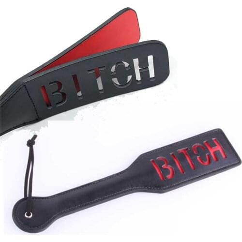 BDSM 32cm Sex Flirting Toys "BITCH" Paddle Whip PU Leather Bat Spanking Flogger Paddle Sex Adults products Gifts for Lovers