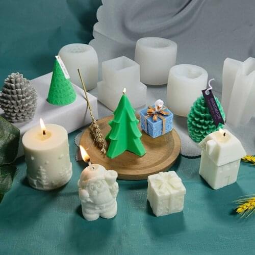 Christmas Candle Mold Christmas Tree Pine Cone Snow Snowflake Candle Mold Soap Silicone Mold