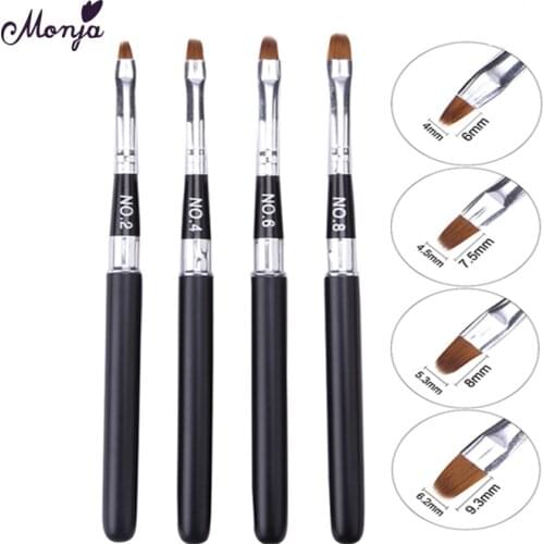 Monja No.2/4/6/8 Nail Art Detachable Acrylic Painting Brush Liquid Powder UV Gel Extension Builder Drawing Pen Manicure Tool