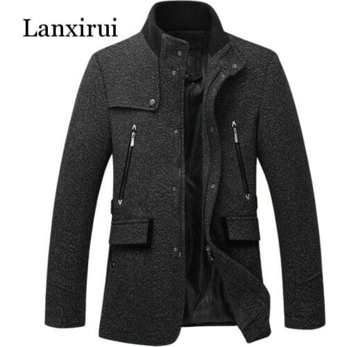 Wool Jacket Men Casual Coat Slim Fit Jackets Fashion Outerwear Man spring autumn Jacket Overcoat Pea Coat Plus Size 3XL