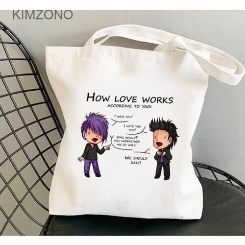 Yaoi shopping bag eco recycle bag grocery bolsa handbag tote bag string net fabric reciclaje sac toile