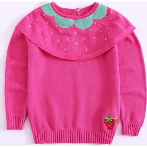Kids Girls Long Sleeve Strawberry Printing Sweater Children Clothing New 2021 Autumn Winter Baby Kids Girls Pullover Sweaters
