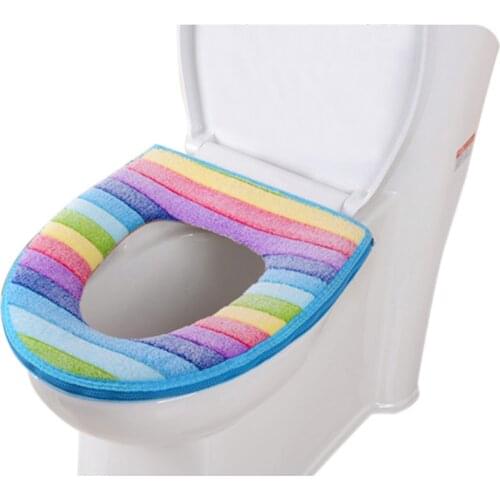 Comfortable Toilet Seat Soft Cloth Washable Lid Top Cover Pad Bathroom Warmer Winter Toilet Seat Cover Antibacterial 2021New