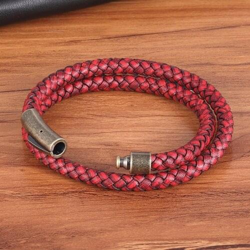 XQNI Colorful Bangle For Men Women Special Vintage Buckle Double Layer Genuine Leather Bracelet Big Discount Promotions For Gift