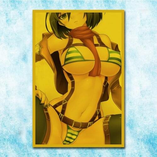 Japanese Anime Attack On Titan Poster Eren Jaege Mikasa·Ackerman Art Silk Canvas Retro Print For Home Room Decor-044