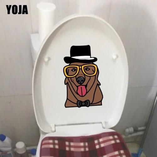 YOJA 14.9*23.7CM Funny Dog With Glasses Wall Sticker Decal Toilet Living Room Home Decor T3-0596