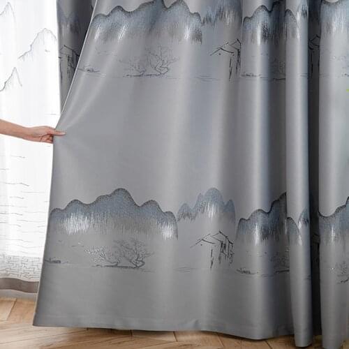 Dreamwood Customized Free Shipping High Quality Modern Chinese Style Jacquard Finished Blackout Window Curtain For Living Room