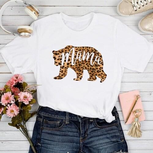 T-shirts Women 2021 Mom Leopard Cute Mujer Camisetas Mom Mother Mama Tshirt Top Lady Print Clothes Stylish Girl Tee T-Shirt