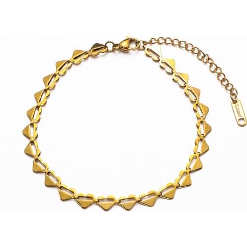 Vintage Heart Geometric Hollow Anklets Stainless Steel Charm Anklets Fashion Women Foot Jewelry Accessory