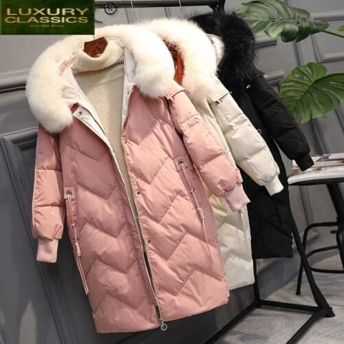 Woman Jacket Womens Down Down Coat Female White Duck Down Jackets Winter Parkas Big Faux Fur Hooded Coats Mujeres Abrigos 1901